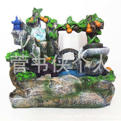 【五福臨門招財(cái)風(fēng)水輪擺件假山流水噴泉盆景霧化加濕器開業(yè)喬遷禮品】價(jià)格,廠家,圖片,噴泉設(shè)備,一江春水館-